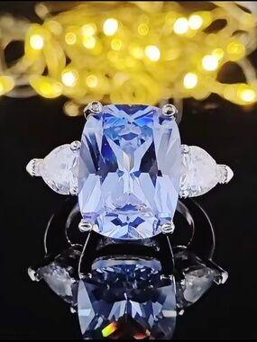 5Ct Cushion Long Cut Swarovski Solitaire Ring